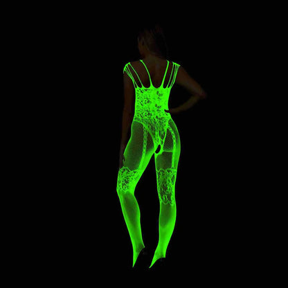 Pole Dance Clothing Luminous Glowing Lingerie Sexy Bodystocking Women Fishnet Gogo Dancer Outfit Rave Bodysuit Exotic Party