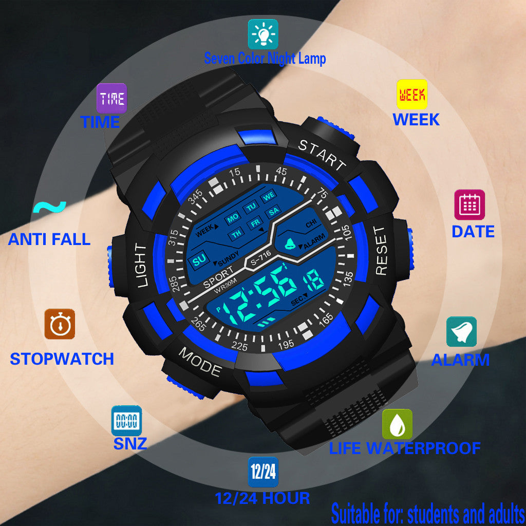 Multifunction Men's Sports Watch Led Digital Watch Big Dial  Luminous Men Sport Watch Luminous Electronic Watch