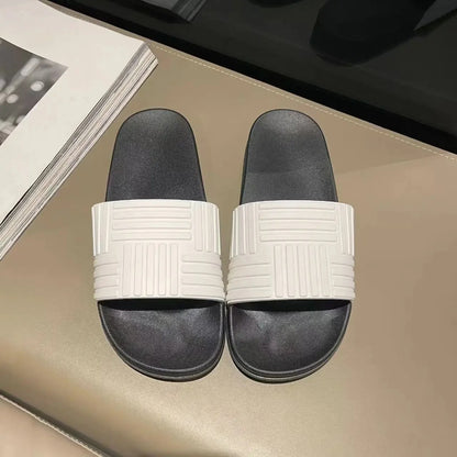 New Cross-Border Style Slippers For Men Anti-Slip Indoor Bathroom Use Couple Home Outer Wear PVC Soled And Faced Slippers For Wo