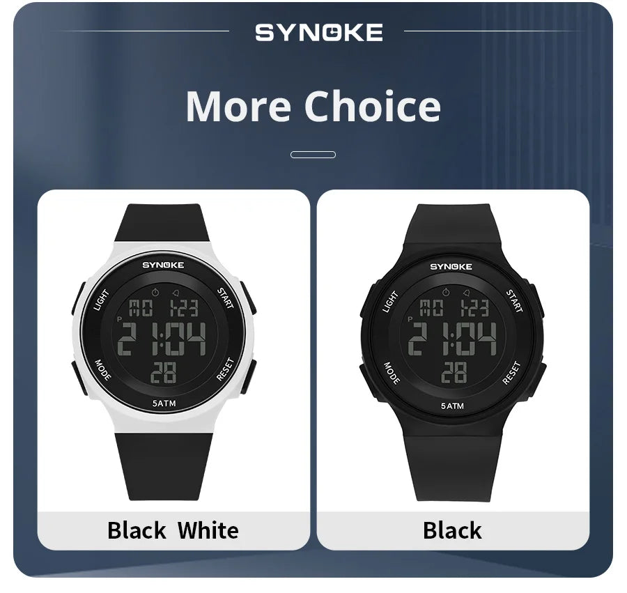 SYNOKE Student Electronic Watch Unisex Sport Watch Multifunction Military Sports Waterproof Luminous LED Digital Men Big Dial