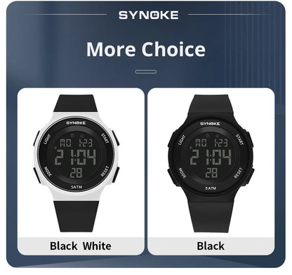 SYNOKE Student Electronic Watch Unisex Sport Watch Multifunction Military Sports Waterproof Luminous LED Digital Men Big Dial