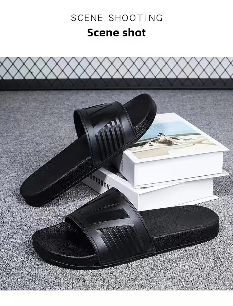 New Cross-Border Style Slippers For Men Anti-Slip Indoor Bathroom Use Couple Home Outer Wear PVC Soled And Faced Slippers For Wo