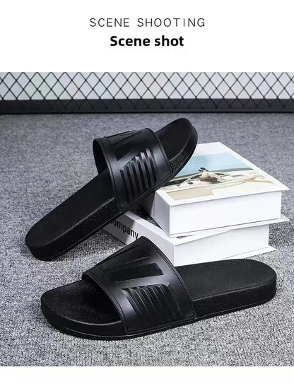 New Cross-Border Style Slippers For Men Anti-Slip Indoor Bathroom Use Couple Home Outer Wear PVC Soled And Faced Slippers For Wo