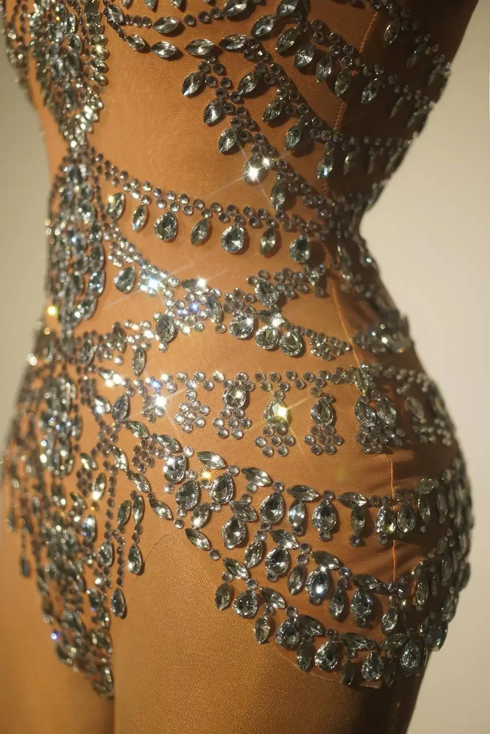 Club Birthday Leotard Dancer Playsuit Performance Wear Mesh Rhinestone Jumpsuit Sexy Women See Through Crystal Bodysuits