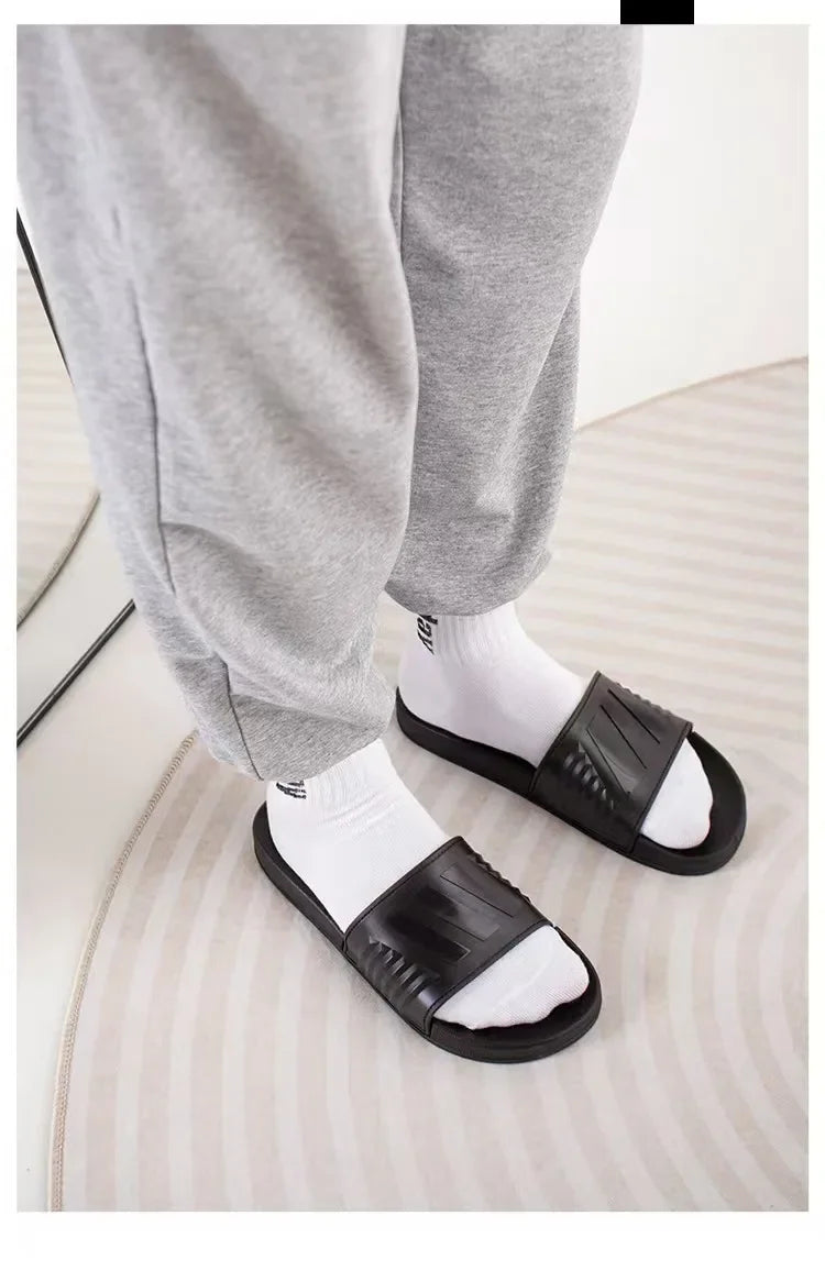 New Cross-Border Style Slippers For Men Anti-Slip Indoor Bathroom Use Couple Home Outer Wear PVC Soled And Faced Slippers For Wo