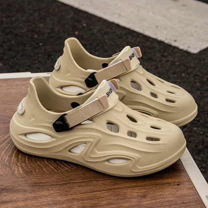 Men Summer Anti-slip Soft EVA Slippers Male Outdoor Hole Garden Sandals Casual Breathable Comfortable Flat Indoor Shoes