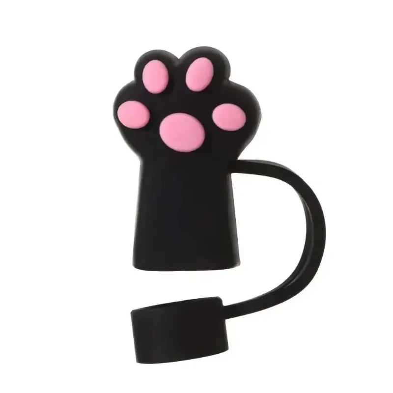 1/3Pcs Cartoon Cute Cat Claw Straw Cover Glass Beverage Dustproof Straw Cover Kitchen Beverage Straw Accessories