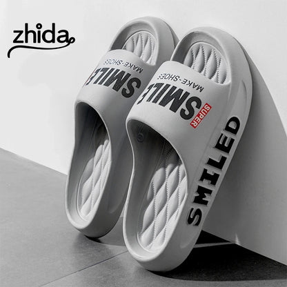 ZHIDA Summer Men Slippers Outer Wear Beach Sports Sandals Home Bathing Cool Slippers EVA Outsole Slides Soft Thick Sole Sandals