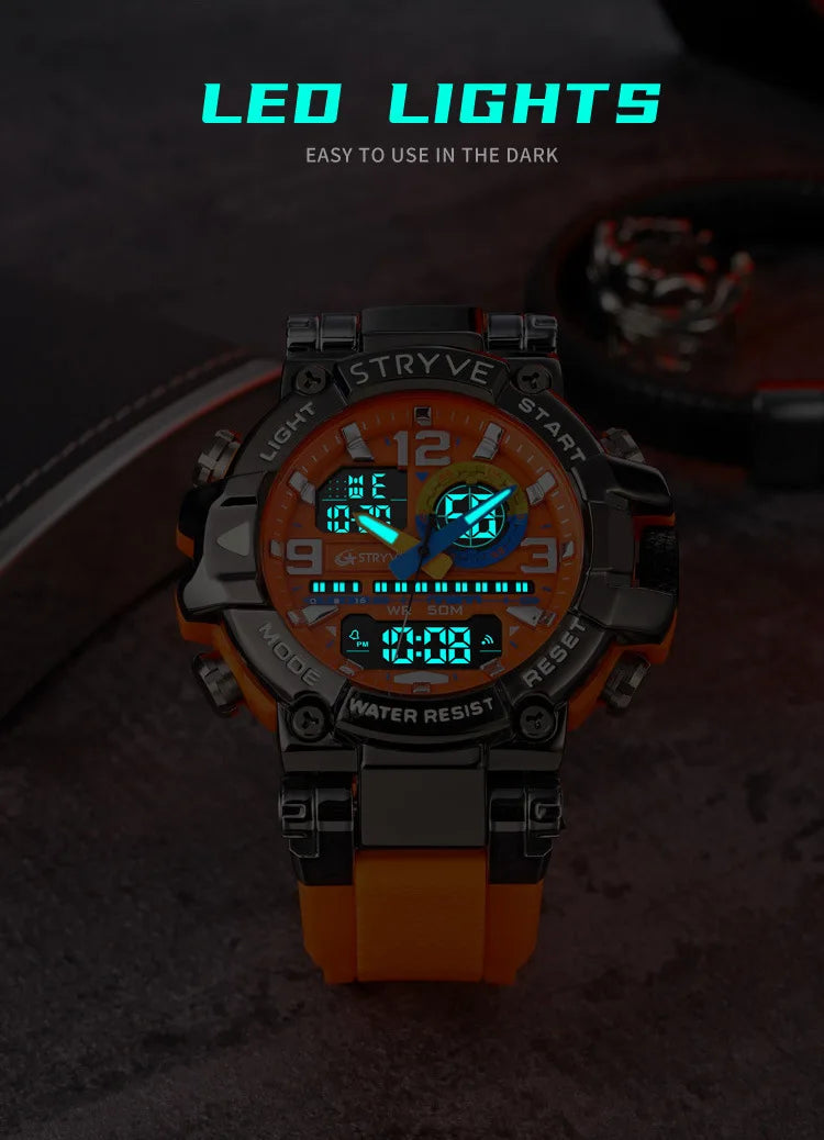 UTHAI CQ254 Fashion Sports electronics Watch Colorful Night Light Man watch Waterproof Multi functional Clock watches for man