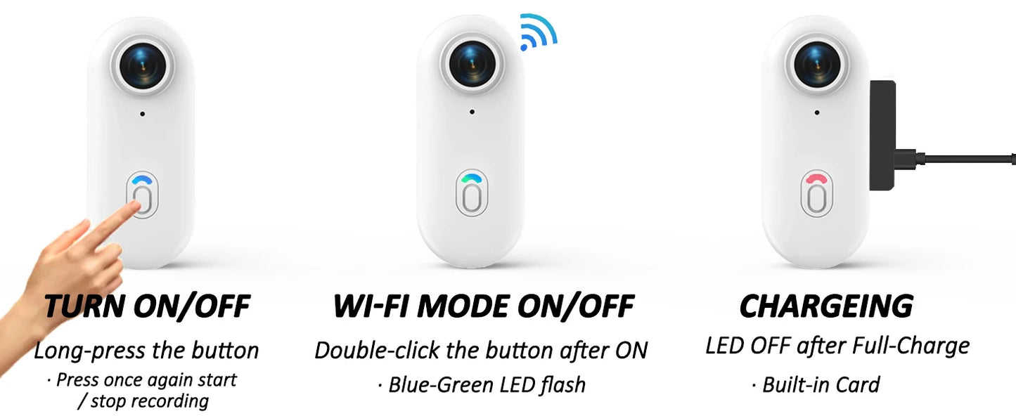 4K UHD Mini Vlog Camera Wireless WiFi Sports Action Camera Small Pocket Body Camcorder Photography Videography Portable Camera