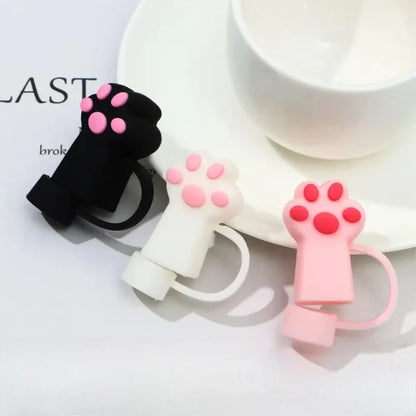 1/3Pcs Cartoon Cute Cat Claw Straw Cover Glass Beverage Dustproof Straw Cover Kitchen Beverage Straw Accessories