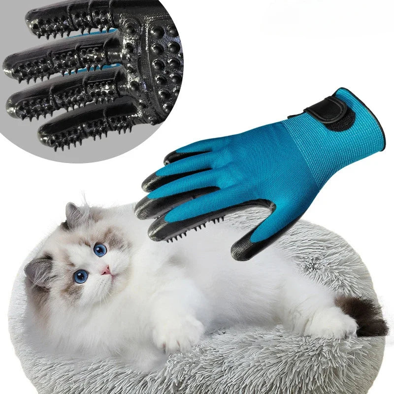 A Pair of Pet Bath Gloves Massage Clean Remove Floating Hair Pet Grooming Hair Removal Rubber Wear Resistant Non-Slip Pet Gloves