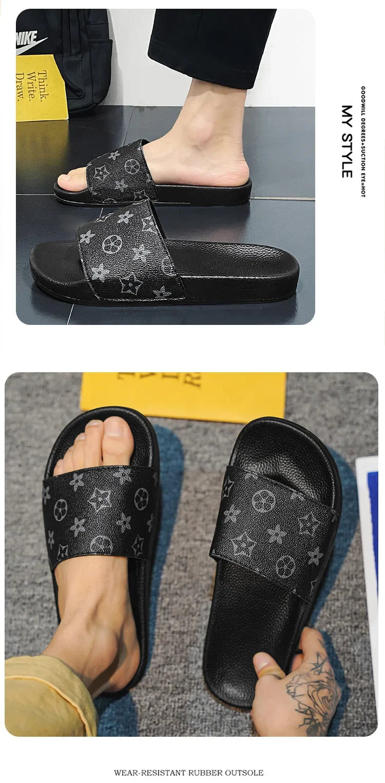 European Style Men's Slippers 2024 Summer Outdoor Plus Size Soft Bottom Casual One-Piece Sandals Rubber Sole Men's Flip Flops