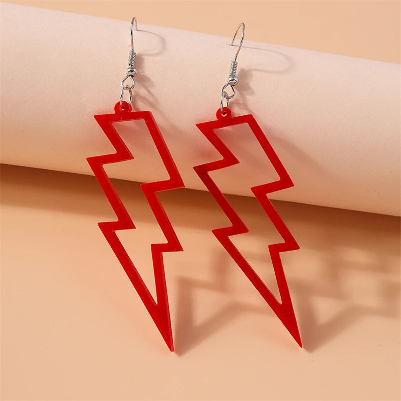 Fashion Candy Color Acrylic Lightning Drop Earrings for Women Cool Long Dangle Earrings Girls Party Festival Jewelry Gifts