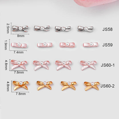 10Pcs Ballet Dance Shoes 3D Nail Charms 8mm Pink Metal Dance Shoes Ribbon Nail Art DIY Kawaii Ballet Bows Manicure Supplies &*&
