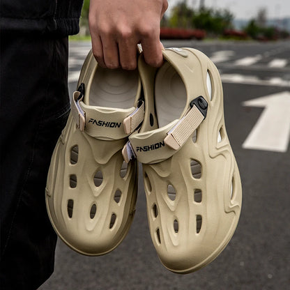 Men Summer Anti-slip Soft EVA Slippers Male Outdoor Hole Garden Sandals Casual Breathable Comfortable Flat Indoor Shoes