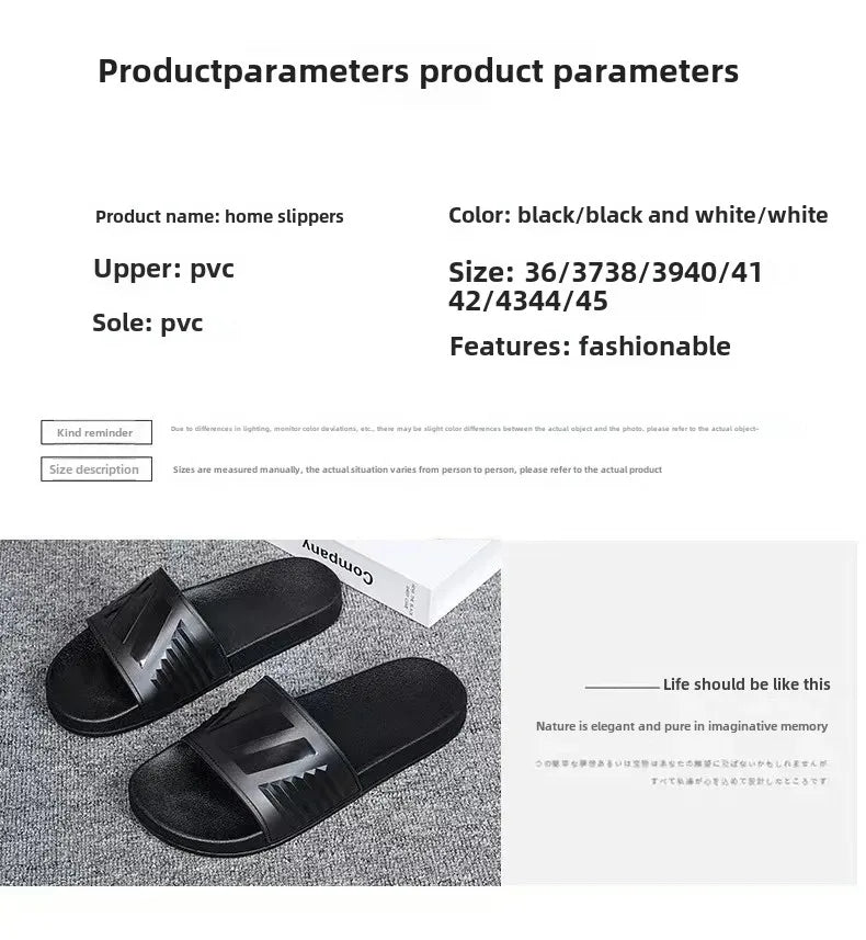 New Cross-Border Style Slippers For Men Anti-Slip Indoor Bathroom Use Couple Home Outer Wear PVC Soled And Faced Slippers For Wo