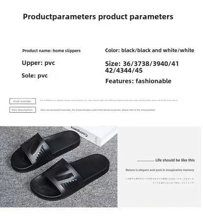New Cross-Border Style Slippers For Men Anti-Slip Indoor Bathroom Use Couple Home Outer Wear PVC Soled And Faced Slippers For Wo