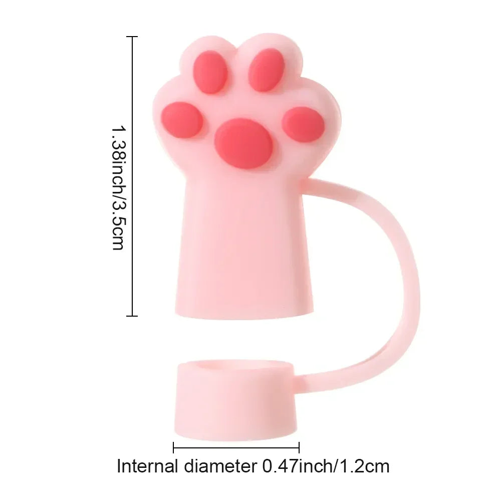 1/3Pcs Cartoon Cute Cat Claw Straw Cover Glass Beverage Dustproof Straw Cover Kitchen Beverage Straw Accessories