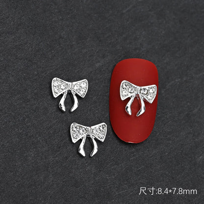 10Pcs Ballet Dance Shoes 3D Nail Charms 8mm Pink Metal Dance Shoes Ribbon Nail Art DIY Kawaii Ballet Bows Manicure Supplies &*&