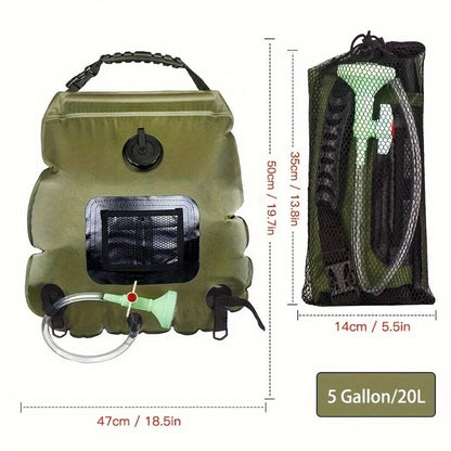 5-gallon solar-heated camping shower bag - Portable bath bag, suitable for outdoor travel, climbing, hiking, beach and swimming