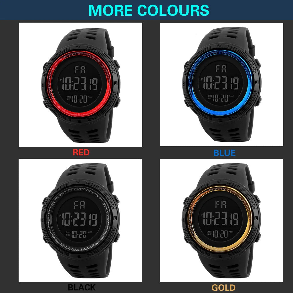 YIKAZE Men's Digital Electronic Watch Sports Glow 50mm Large Dial Student Outdoor Adventure Trend Multifunctional Watches Clock