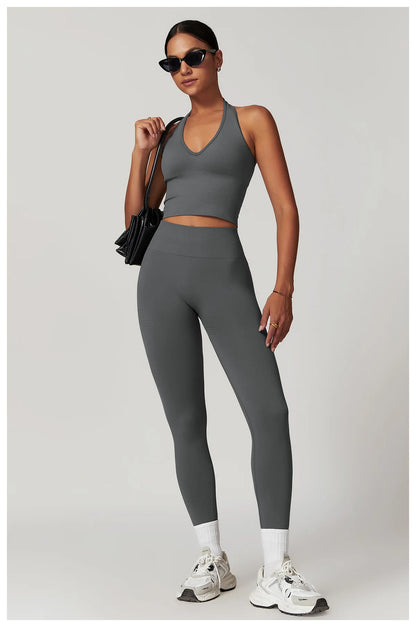 Hanging Neck Bra Sports Bra Seamless Sports Underwear Bra Open Back Fitness Yoga Top Bras Support Women Workout Gym Crop Top