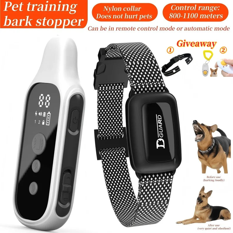 YHLC Electric Dog Training Collar Detachable Bark Rechargeable Anti Barking Shock Vibration Collar for All Dogs Pet