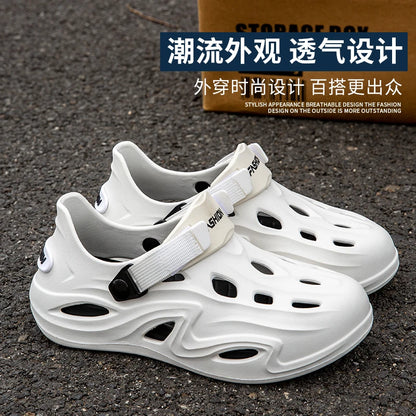 Men Summer Anti-slip Soft EVA Slippers Male Outdoor Hole Garden Sandals Casual Breathable Comfortable Flat Indoor Shoes