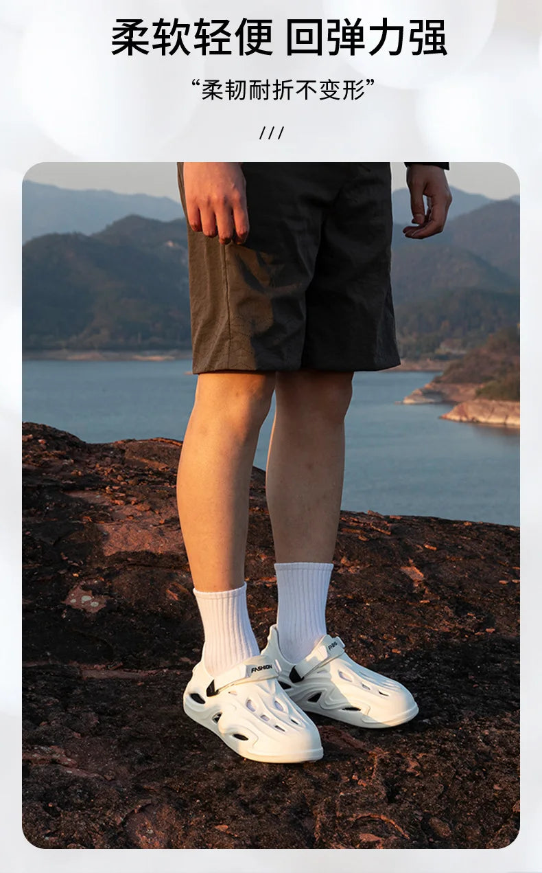 Summer Eva Commuting Slides Clogs Men's Slippers Sandals Beach Water Shoes Trendy Flip Flops Male Slipper Camping Driving