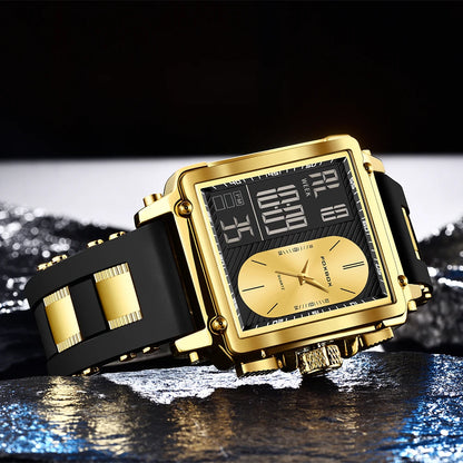 LIGE Fashion Men Quartz Wristwatches FOXBOX Top Brand Luxury Chronograph Square Digital Watch Men Casual Sports Waterproof Clock