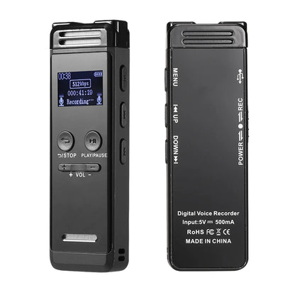 Digital Voice Recorder 32G Activated Record Playback MP3 Music Player w/ Mic Speaker 1536KBPS HD Recording 24 System Languages