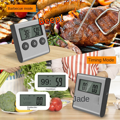 Tp700 Digital Remote Wireless Food Kitchen Oven Thermometer Probe For BBQ Grill  Oven Meat Timer  Temperature  Manually Set