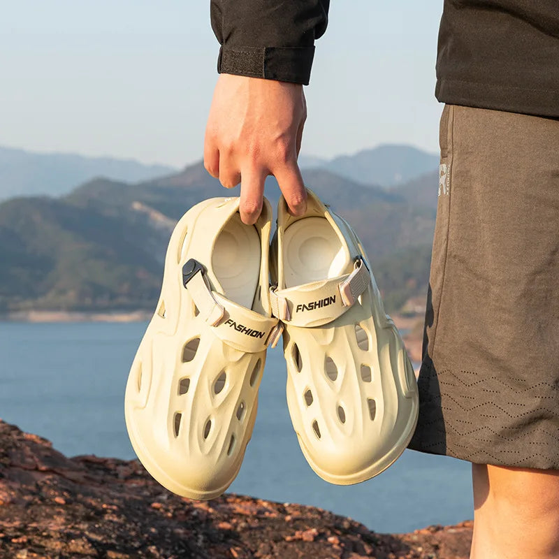 Summer Eva Commuting Slides Clogs Men's Slippers Sandals Beach Water Shoes Trendy Flip Flops Male Slipper Camping Driving