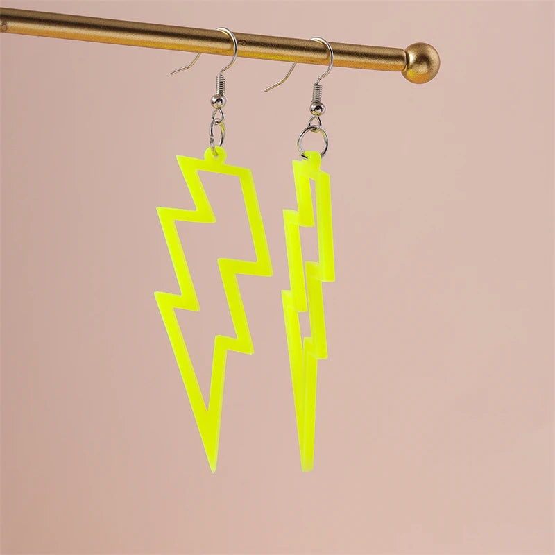 Fashion Candy Color Acrylic Lightning Drop Earrings for Women Cool Long Dangle Earrings Girls Party Festival Jewelry Gifts