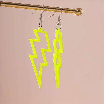 Fashion Candy Color Acrylic Lightning Drop Earrings for Women Cool Long Dangle Earrings Girls Party Festival Jewelry Gifts
