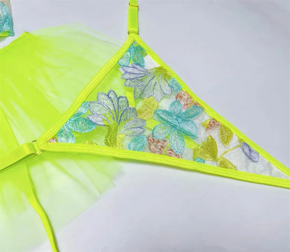 2025 Wholesale Women's Sexy Mesh See-through Lingerie Bikini Sets Adult Lady Pushed Up Nude Underwear Hot Open Crotch Tutu Dress