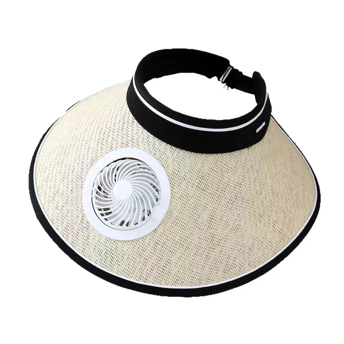 Wide Brim Sun Hat With Built-in Fan Summer Cap Outdoor Straw Visor Hat With Solar/USB Powered Fan For Camping Fishing Hiking
