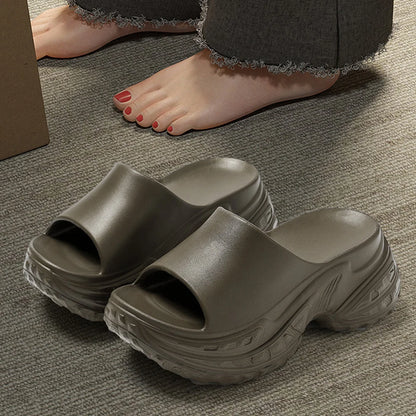 ZHIDA Thick Sole EVA Slippers Women Fashion Soft Home Platform Slippers Outwear Non Slip Elevated Heel Beach Summer Sandals