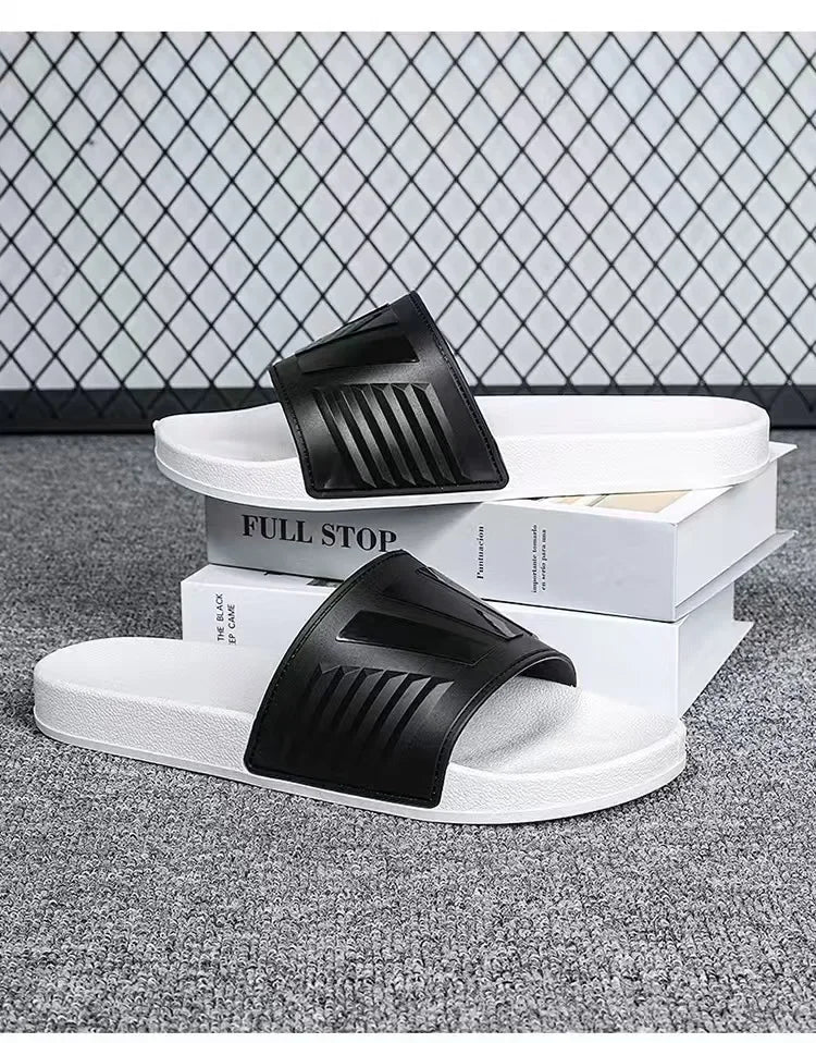 New Cross-Border Style Slippers For Men Anti-Slip Indoor Bathroom Use Couple Home Outer Wear PVC Soled And Faced Slippers For Wo