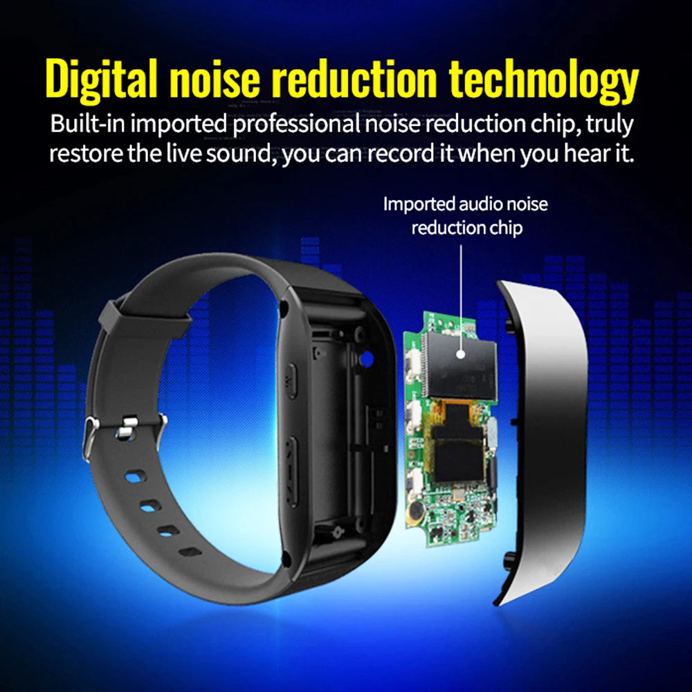 Mini Digital Voice Recorder 4GB Wrist Watch Audio Recording Dictaphone Noise Reduction Sound Recording MP3 Player for Business
