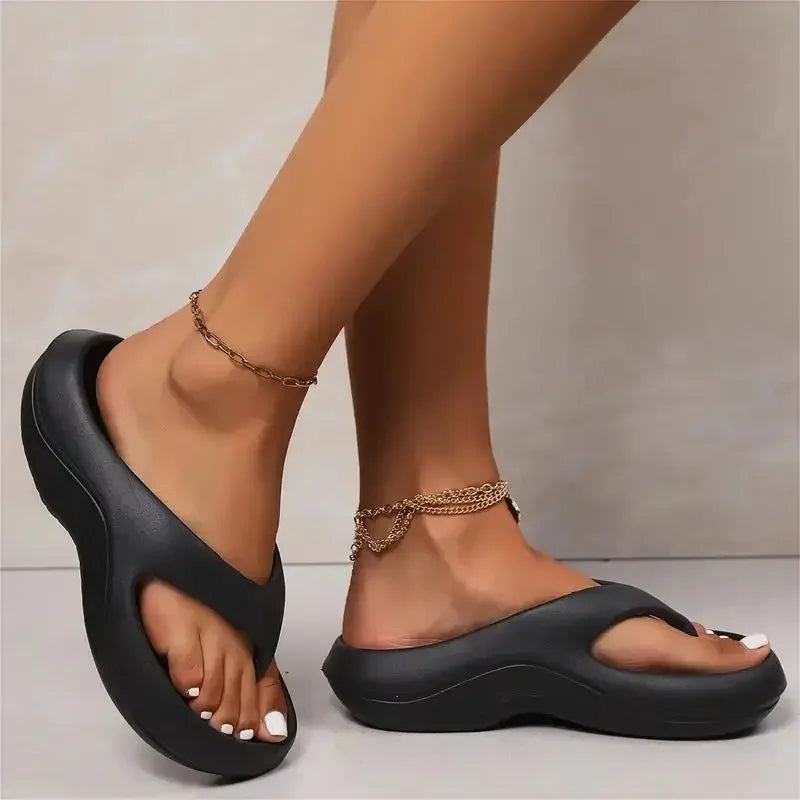 Thick Platform Eva Flip Flops For Women 2024 Summer Clip Toe Non Slip Beach Sandals Woman Comfortable Soft Sole Cloud Slippers