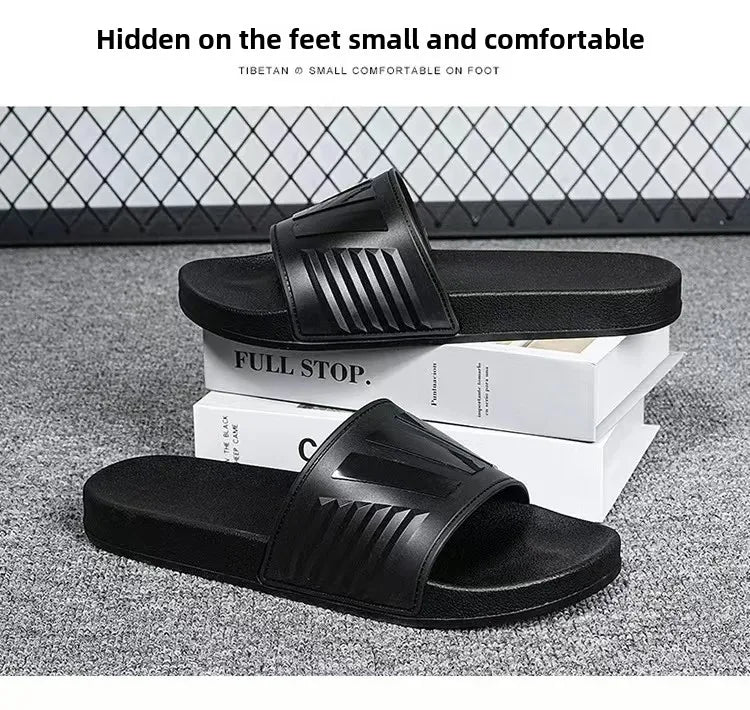 New Cross-Border Style Slippers For Men Anti-Slip Indoor Bathroom Use Couple Home Outer Wear PVC Soled And Faced Slippers For Wo