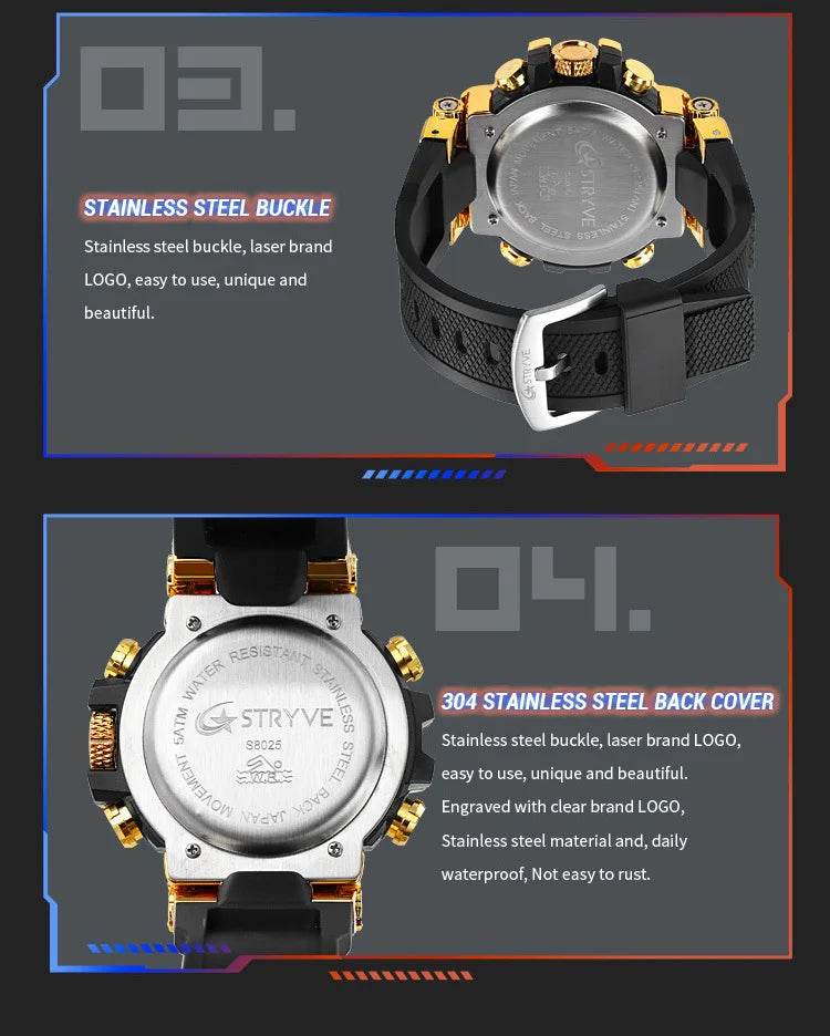 UTHAI CQ254 Fashion Sports electronics Watch Colorful Night Light Man watch Waterproof Multi functional Clock watches for man
