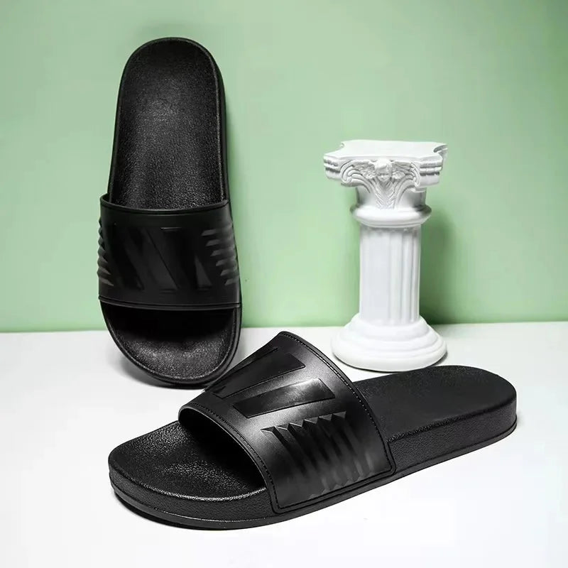 New Cross-Border Style Slippers For Men Anti-Slip Indoor Bathroom Use Couple Home Outer Wear PVC Soled And Faced Slippers For Wo
