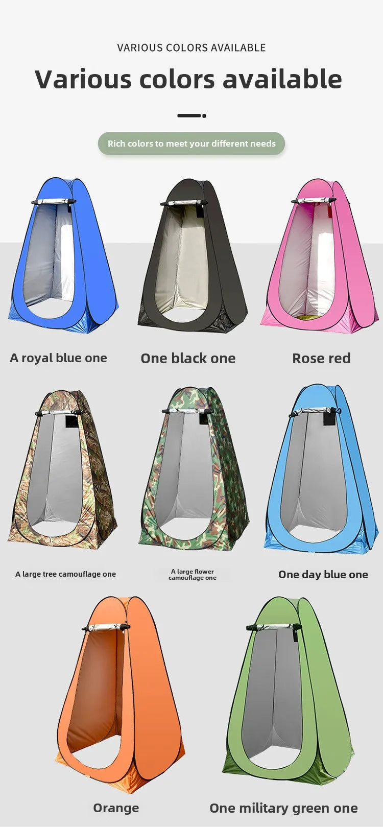 Shower Tent Outdoor Camping Camping Mobile Toilet Changing Clothes Tent Toilet Tent Single Bath Cover with Window Army Green