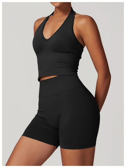 Hanging Neck Bra Sports Bra Seamless Sports Underwear Bra Open Back Fitness Yoga Top Bras Support Women Workout Gym Crop Top