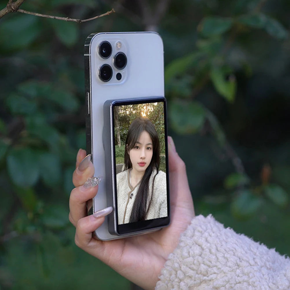 Selfie Monitor Screen with Remote Control Rear Camera Screen Wireless Connection Magnetic Mount Back Screen for Vlog Live Stream