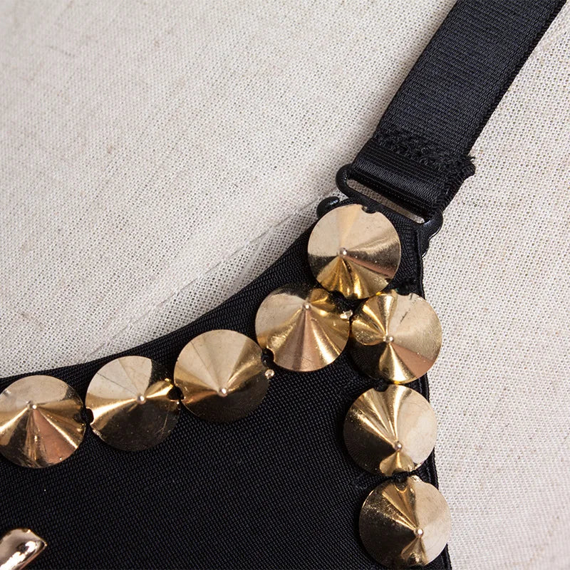 Black/Gold Rivets & Skeleton Hands Fashion Push Up Bras For Women Sexy Bralette Top y2k Goth Punk Bra Club Party Pole Dance Wear
