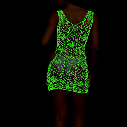 Pole Dance Clothing Luminous Glowing Lingerie Sexy Bodystocking Women Fishnet Gogo Dancer Outfit Rave Bodysuit Exotic Party